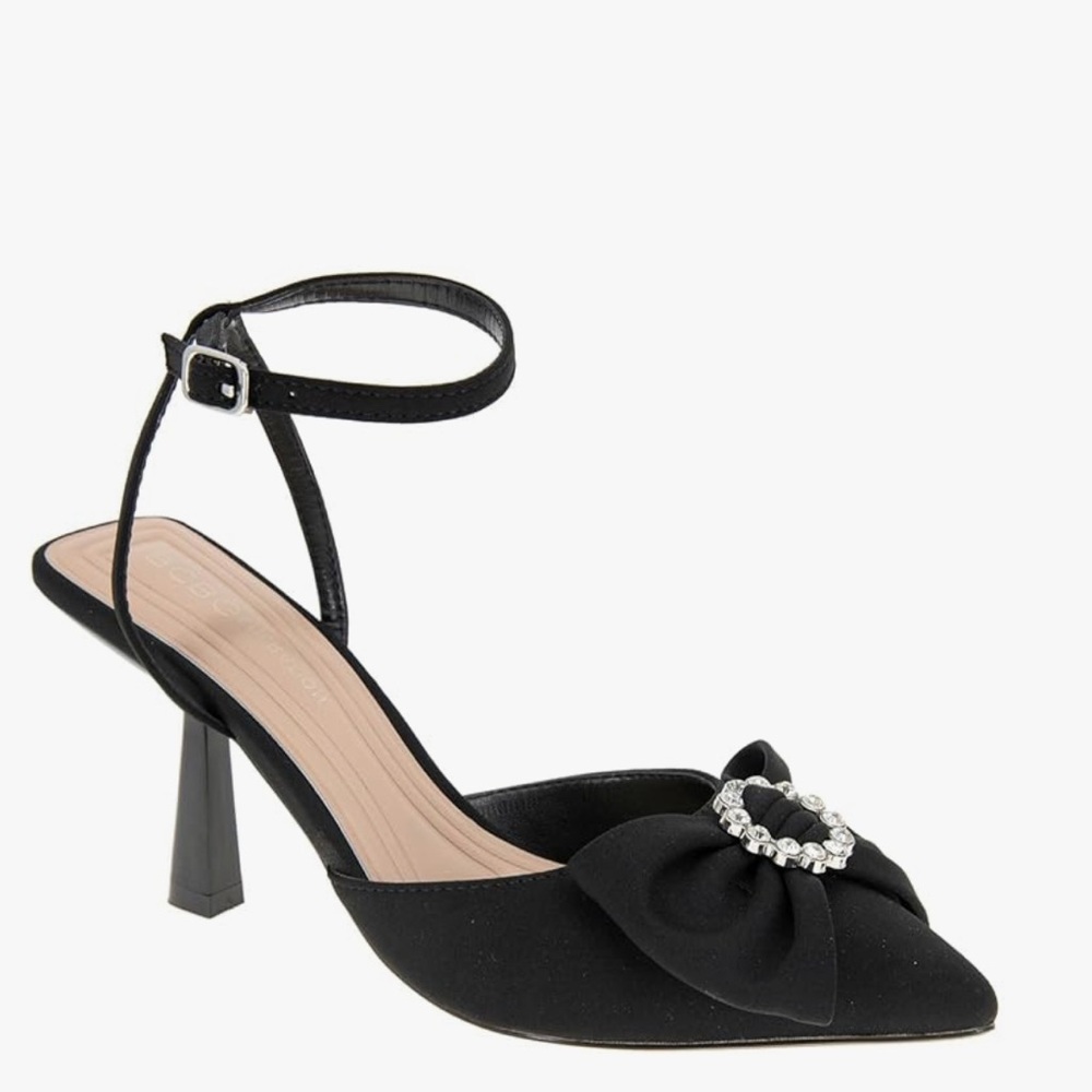 BCBGeneration Women's Ipany-4 Pump Elegant Black Bow Heels Sz 8.5